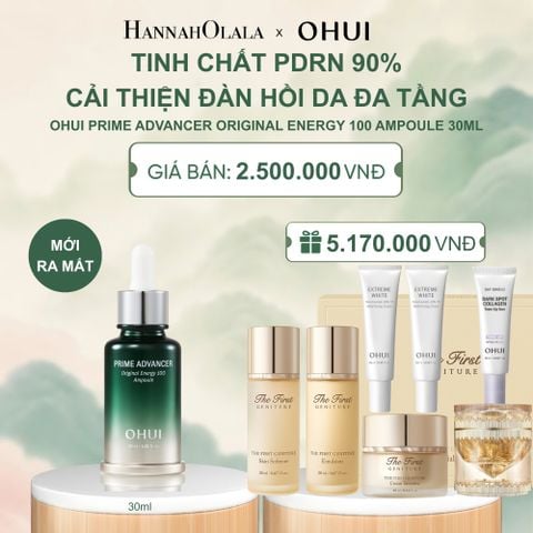  MỚI - TINH CHẤT PDRN 90% CẢI THIỆN ĐÀN HỒI ĐA TẦNG OHUI PRIME ADVANCER ORIGINAL ENERGY 100 AMPOULE 30ML - A1017 