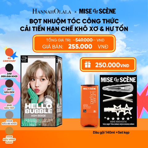  NHUỘM TÓC TẠI NHÀ MISE EN SCÈNE HELLO BUBBLE 100G DẠNG BỌT KEM CÔNG THỨC CẢI TIẾN MỚI HẠN CHẾ KHÔ XƠ VÀ HƯ TỔN 