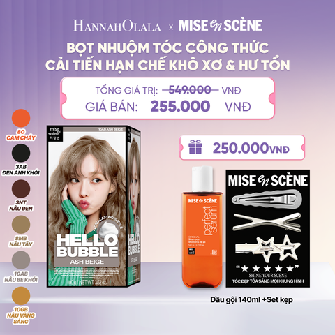  NHUỘM TÓC TẠI NHÀ MISE EN SCÈNE HELLO BUBBLE 100G DẠNG BỌT KEM CÔNG THỨC CẢI TIẾN MỚI HẠN CHẾ KHÔ XƠ VÀ HƯ TỔN - H005 