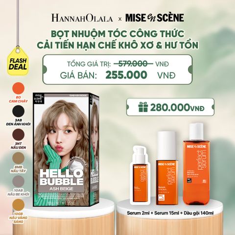  NHUỘM TÓC TẠI NHÀ MISE EN SCÈNE HELLO BUBBLE 100G DẠNG BỌT KEM CÔNG THỨC CẢI TIẾN MỚI HẠN CHẾ KHÔ XƠ VÀ HƯ TỔN - A1672 