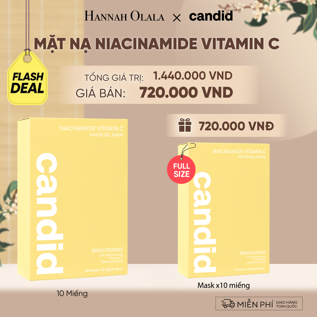  MUA 1 TẶNG 1: HỘP 10 MIẾNG MẶT NẠ DƯỠNG SÁNG NIACINAMIDE VITAMIN C 