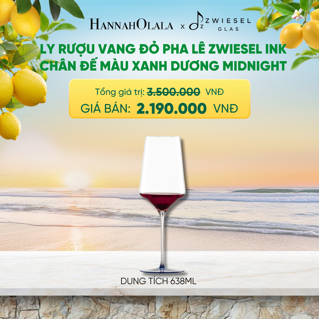  LY RƯỢU VANG PHA LÊ ZWIESEL INK CHÂN ĐẾ MÀU XANH DƯƠNG MIDNIGHT - A2175 