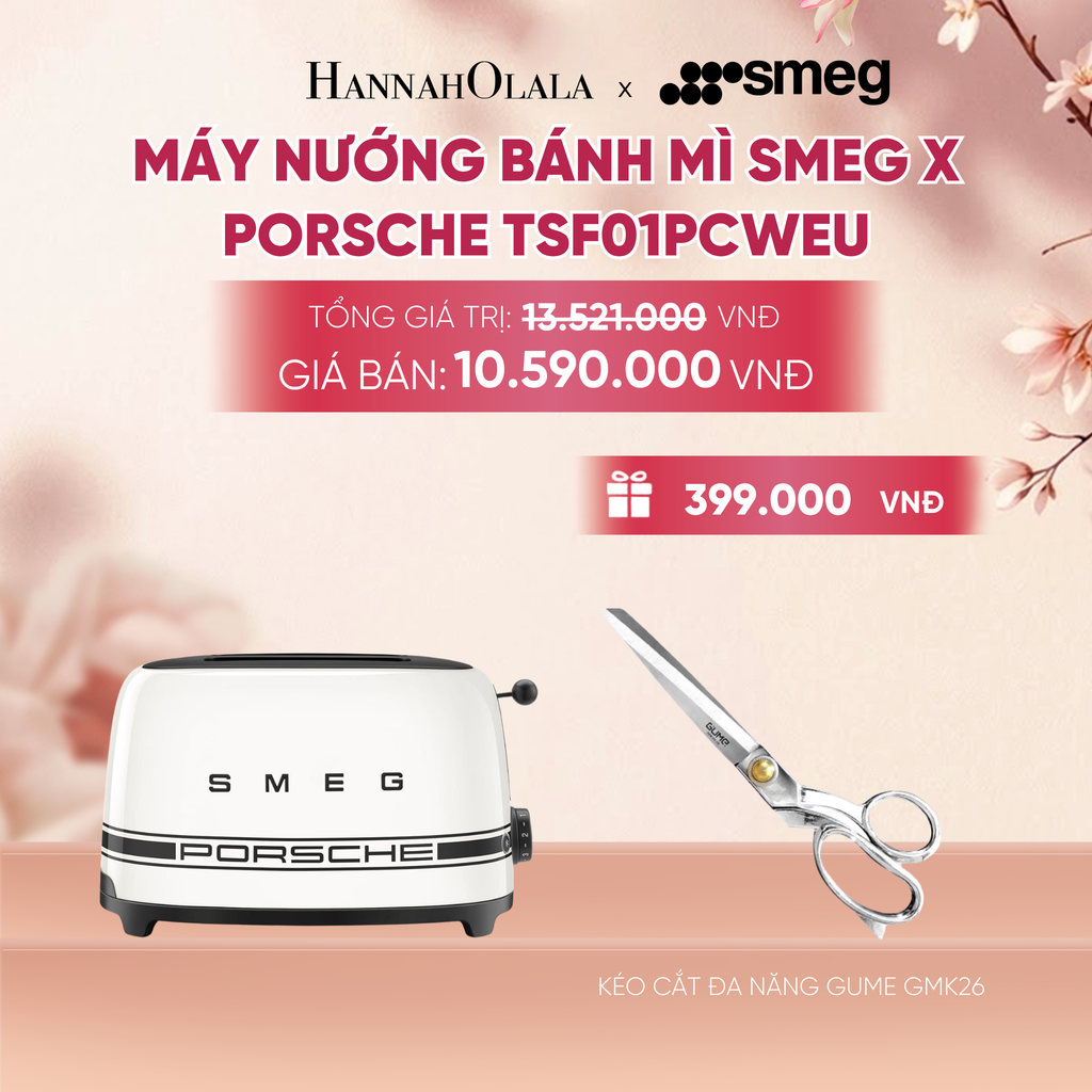  MÁY NƯỚNG BÁNH MÌ SMEG X PORSCHE TSF01PCWEU, MÀU TRẮNG - A2347 