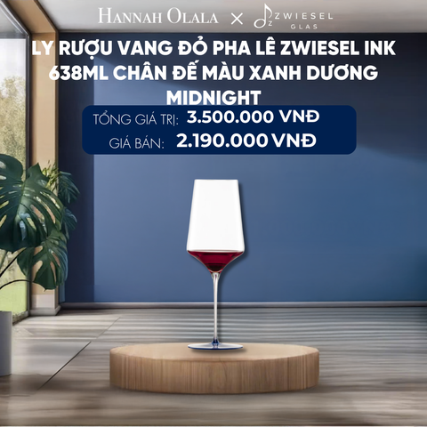  LY RƯỢU VANG PHA LÊ ZWIESEL INK CHÂN ĐẾ MÀU XANH DƯƠNG MIDNIGHT 