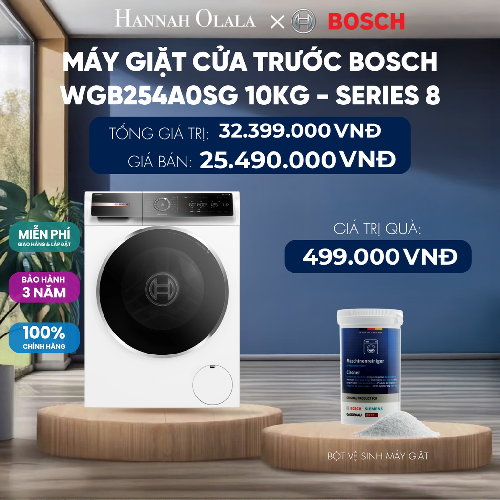  MÁY GIẶT CỬA TRƯỚC BOSCH WGB254A0SG 10KG - SERIES 8 