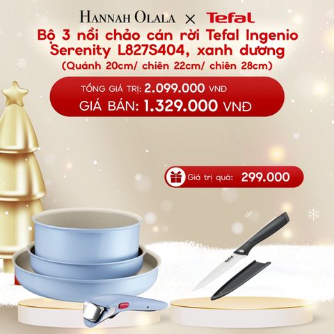  A1169_DEAL 12: BỘ 3 NỒI CHẢO CÁN RỜI TEFAL INGENIO SERENITY L827S404, QUÁNH 20CM/ CHIÊN 22CM/CHIÊN 28CM 
