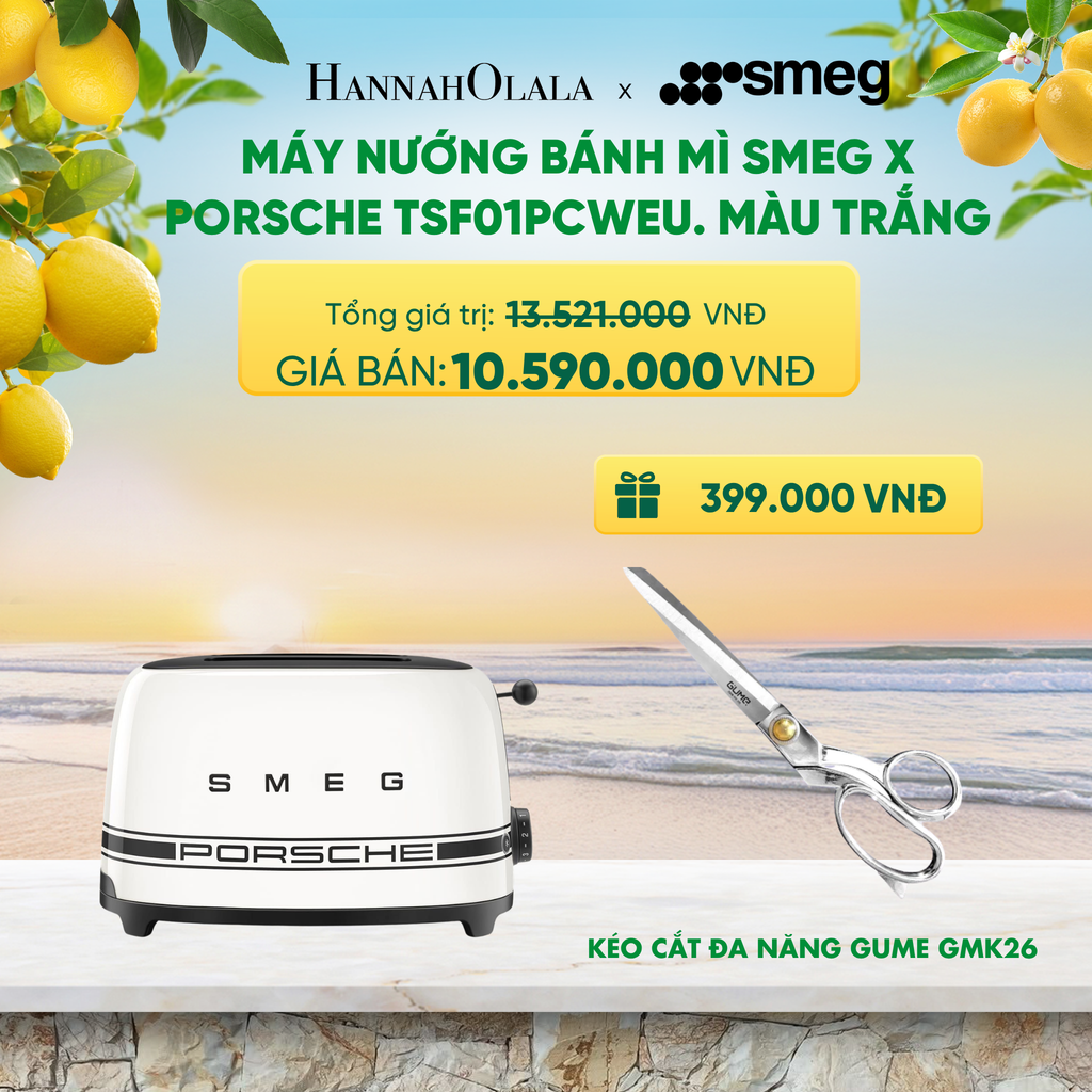  MÁY NƯỚNG BÁNH MÌ SMEG X PORSCHE TSF01PCWEU, MÀU TRẮNG - A2146 