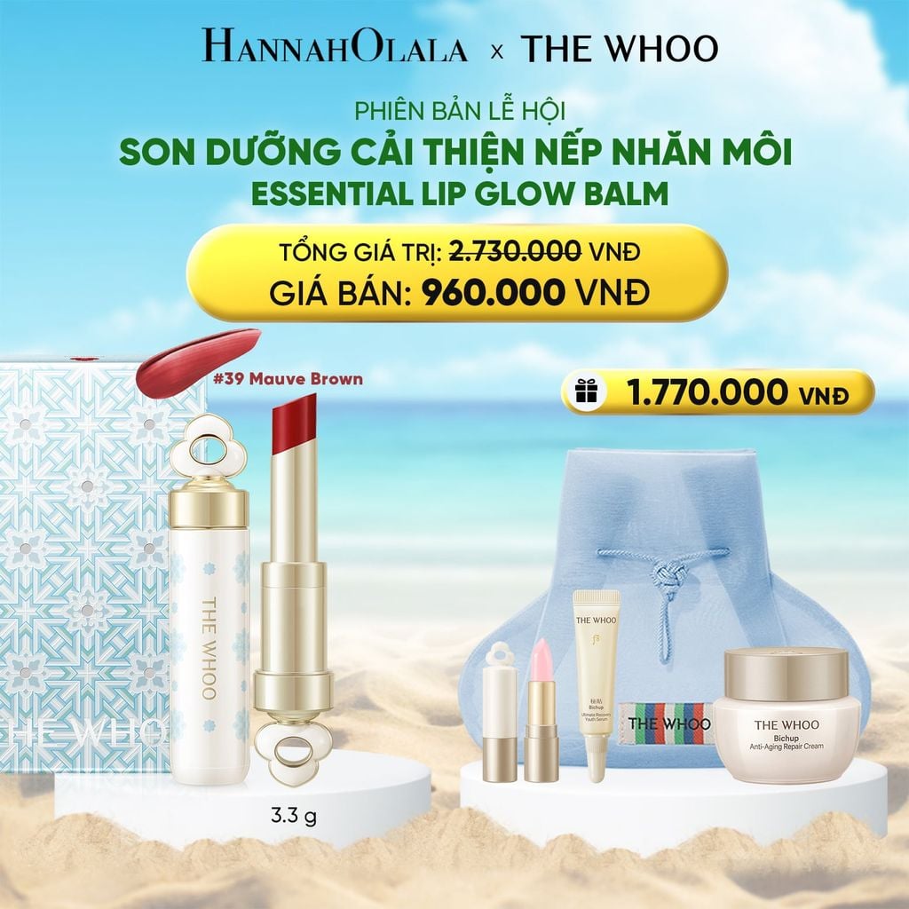  DEAL 25: PHIÊN BẢN LỄ HỘI - BỘ SON DƯỠNG CẢI THIỆN NẾP NHĂN MÔI THE WHOO ESSENTIAL LIP GLOW BALM - 39 MAUVE BROWN 