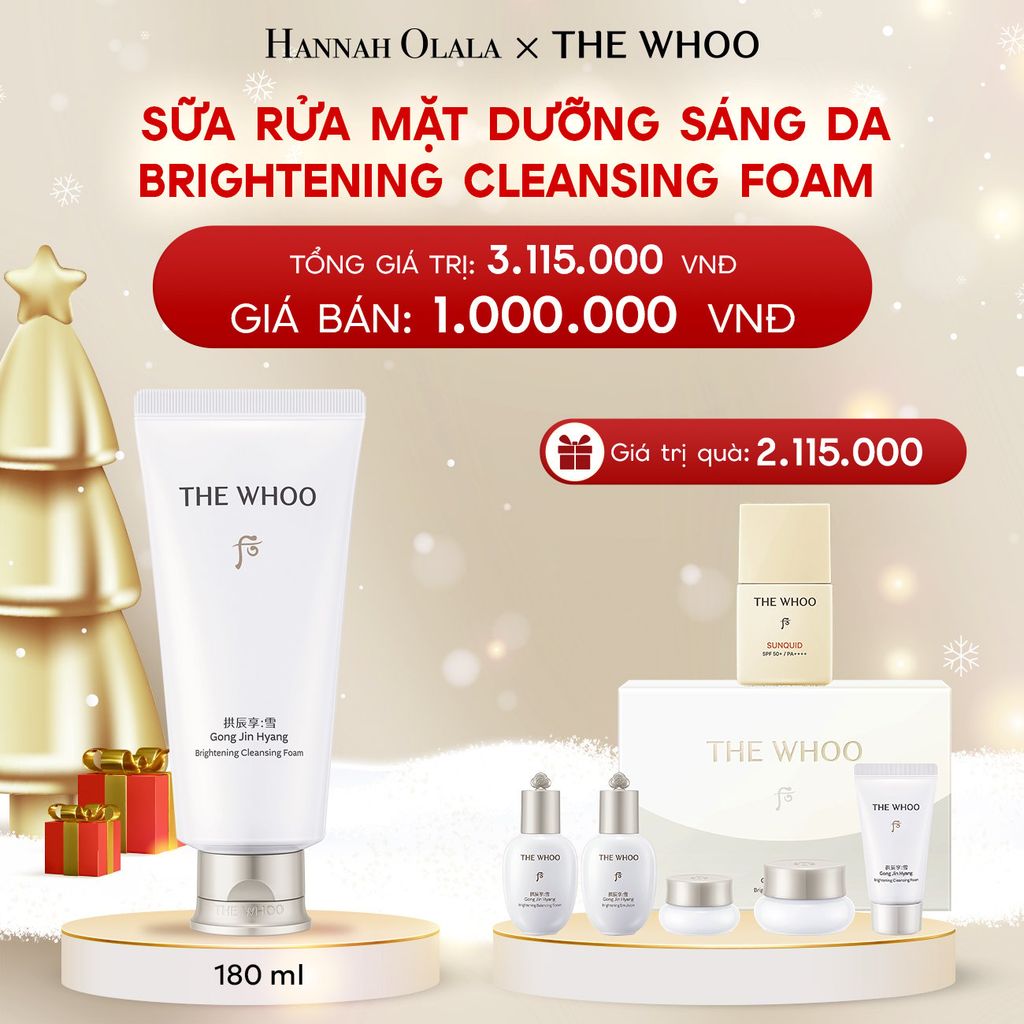  A359_DEAL 25: SỮA RỬA MẶT DƯỠNG SÁNG DA THE WHOO GONGJINHYANG BRIGHTENING CLEANSING FOAM 180ML 