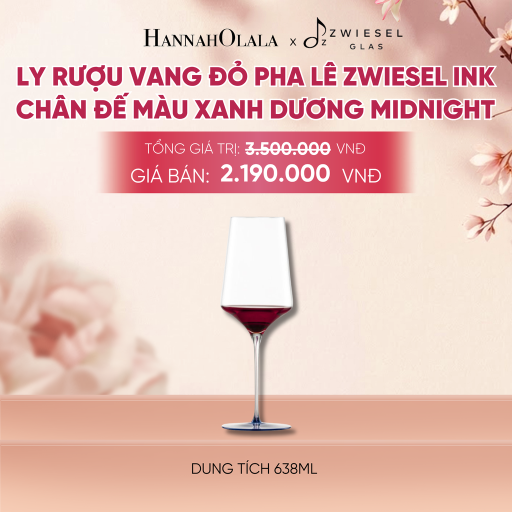  LY RƯỢU VANG PHA LÊ ZWIESEL INK CHÂN ĐẾ MÀU XANH DƯƠNG MIDNIGHT - A843 