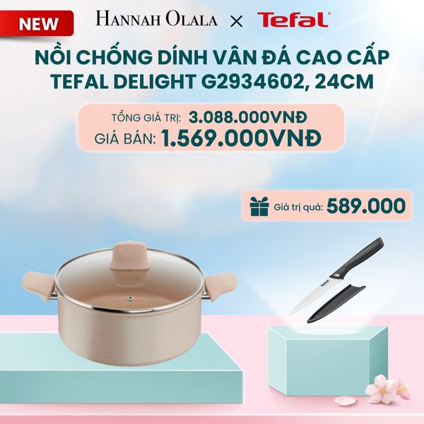  DEAL 20: NỒI CHỐNG DÍNH VÂN ĐÁ CAO CẤP TEFAL DELIGHT G2934602, 24CM 