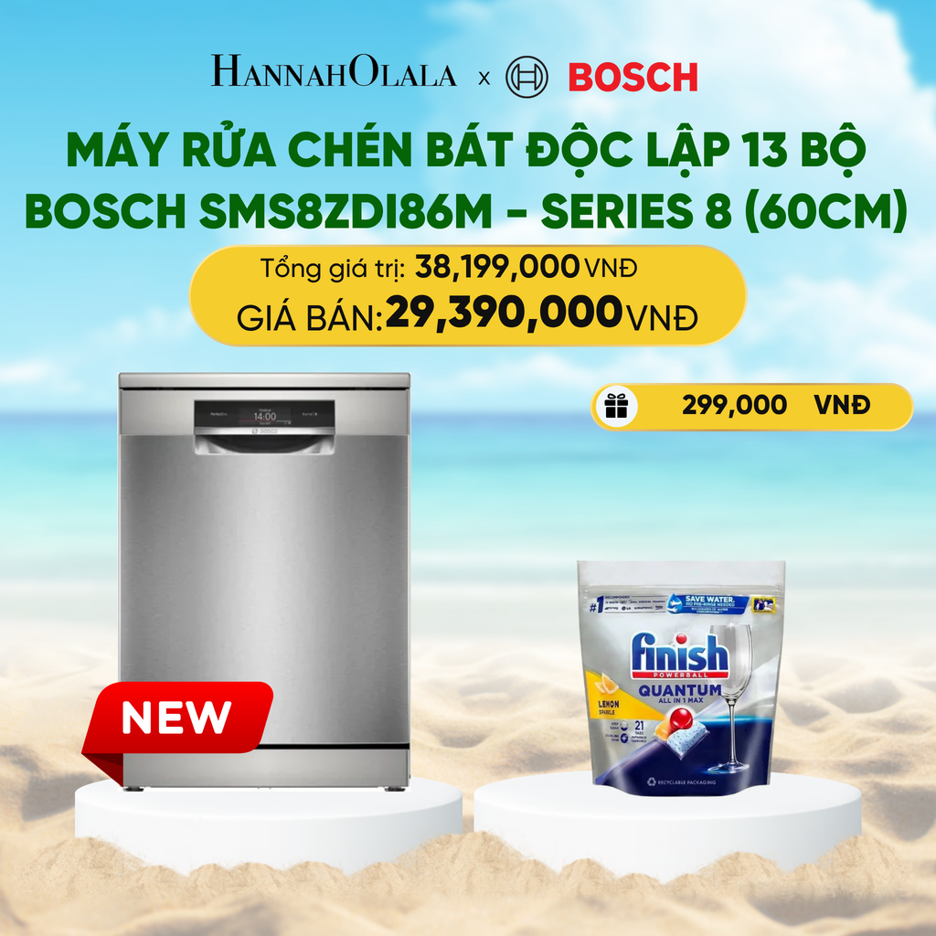  MÁY RỬA CHÉN BÁT ĐỘC LẬP 13 BỘ BOSCH SMS8ZDI86M - SERIES 8 (60CM) 