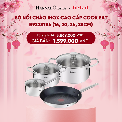  DEAL 11: BỘ NỒI CHẢO INOX CAO CẤP COOK EAT B922S784 (16, 20, 24, 28CM) 