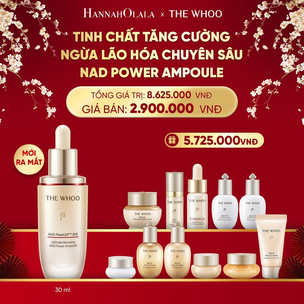  A599_DEAL 15: MỚI RA MẮT - BỘ TINH CHẤT TĂNG CƯỜNG NGỪA LÃO HÓA CHUYÊN SÂU THE WHOO BICHUP ULTIMATE RECOVERY NAD POWER AMPOULE 30ML SPECIAL SET 