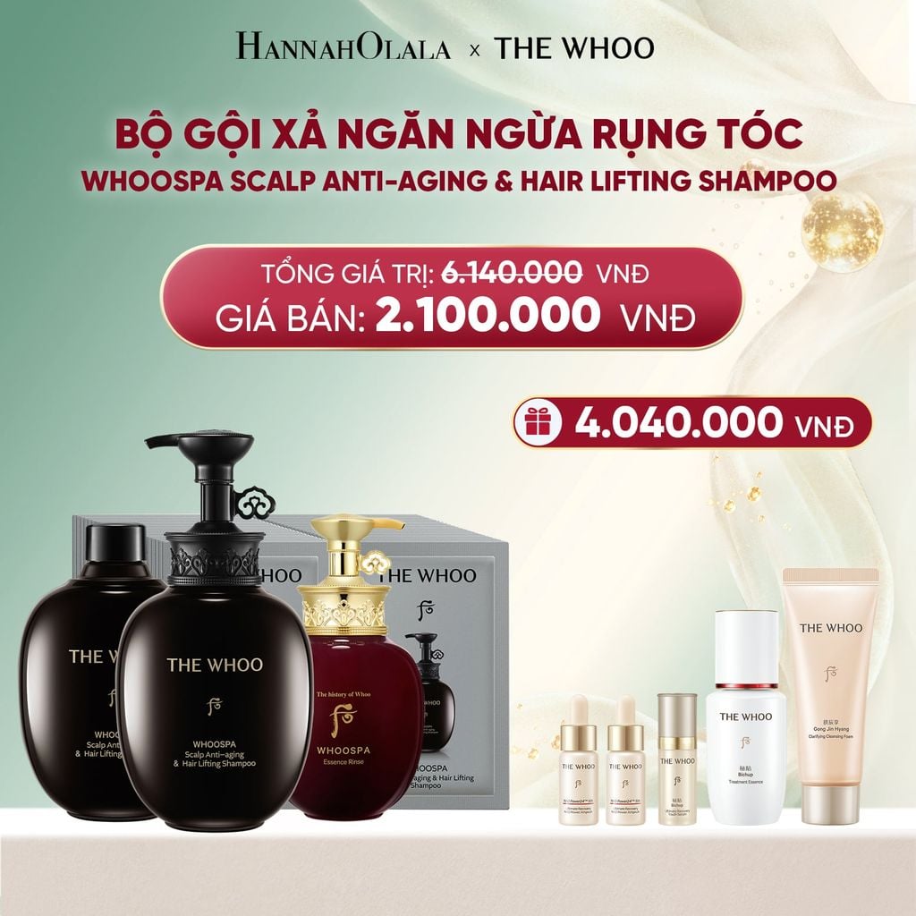  DEAL 25: MỚI - BỘ GỘI XẢ NGĂN NGỪA RỤNG TÓC WHOO SPA SCALP ANTI-AGING & HAIR LIFTING SHAMPOO SET 