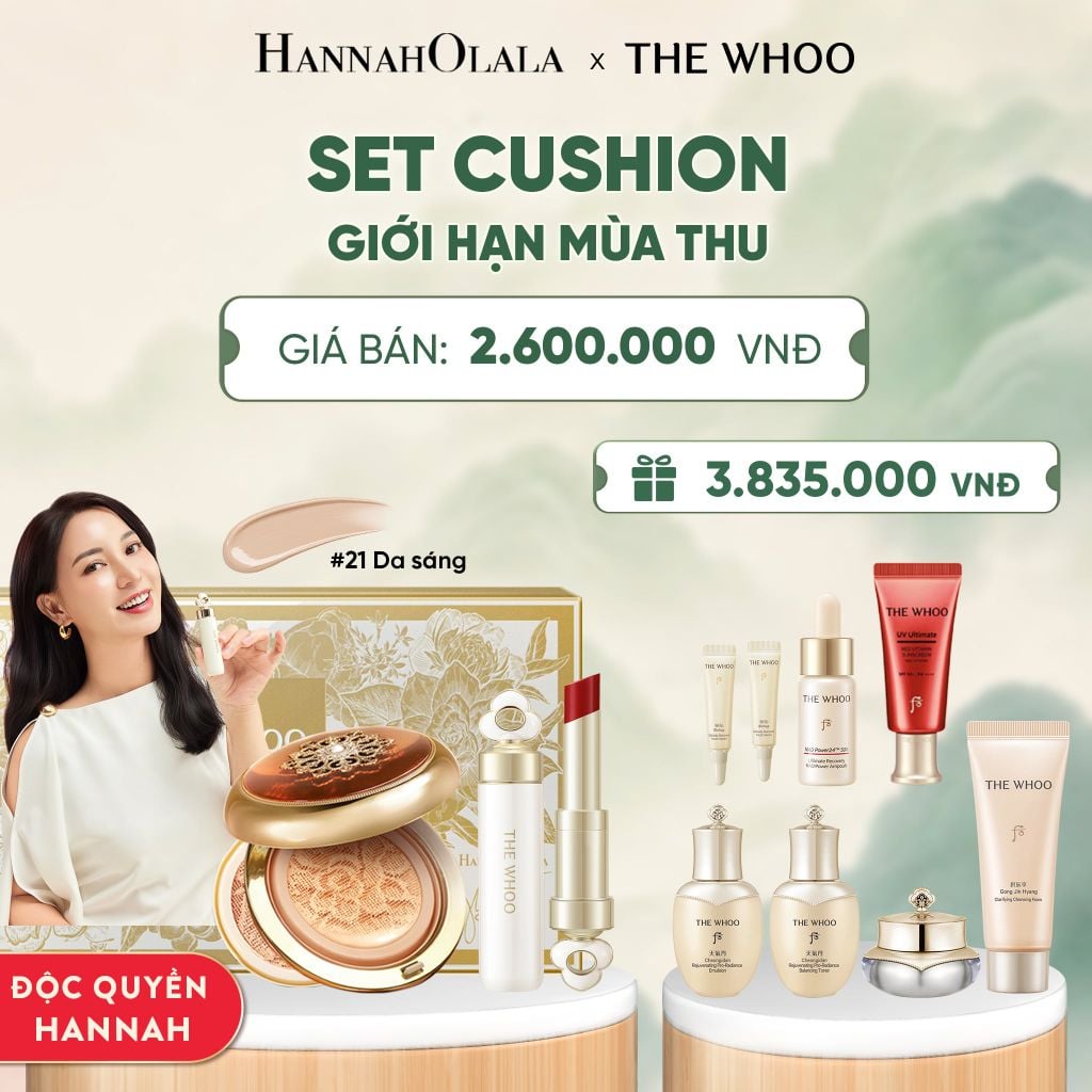  ĐỘC QUYỀN HANNAH OLALA - CUSHION NGỪA LÃO HÓA WHOO CHEONGIDAN ESSENCE CUSHION SPF50+/PA+++ - MÀU 21 - A313 