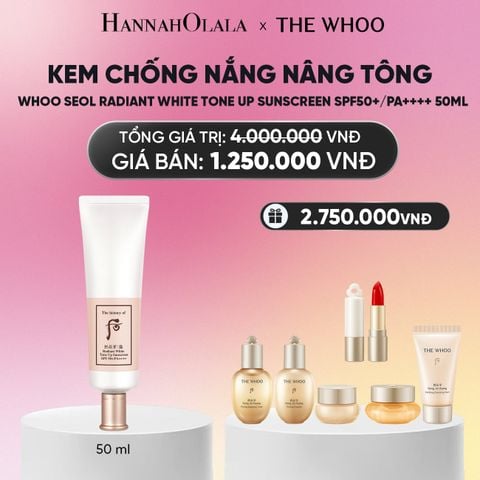  KEM CHỐNG NẮNG NÂNG TÔNG WHOO SEOL RADIANT WHITE TONE UP SUNSCREEN SPF50+/PA++++ 50ML_ A163 BK 