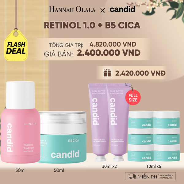  FLASHDEAL 26: RETINOL 1.0 & B5 CICA BỘ ĐÔI LÀM MỜ NẾP NHĂN VÀ DƯỠNG ẨM PHỤC HỒI CHUYÊN SÂU 