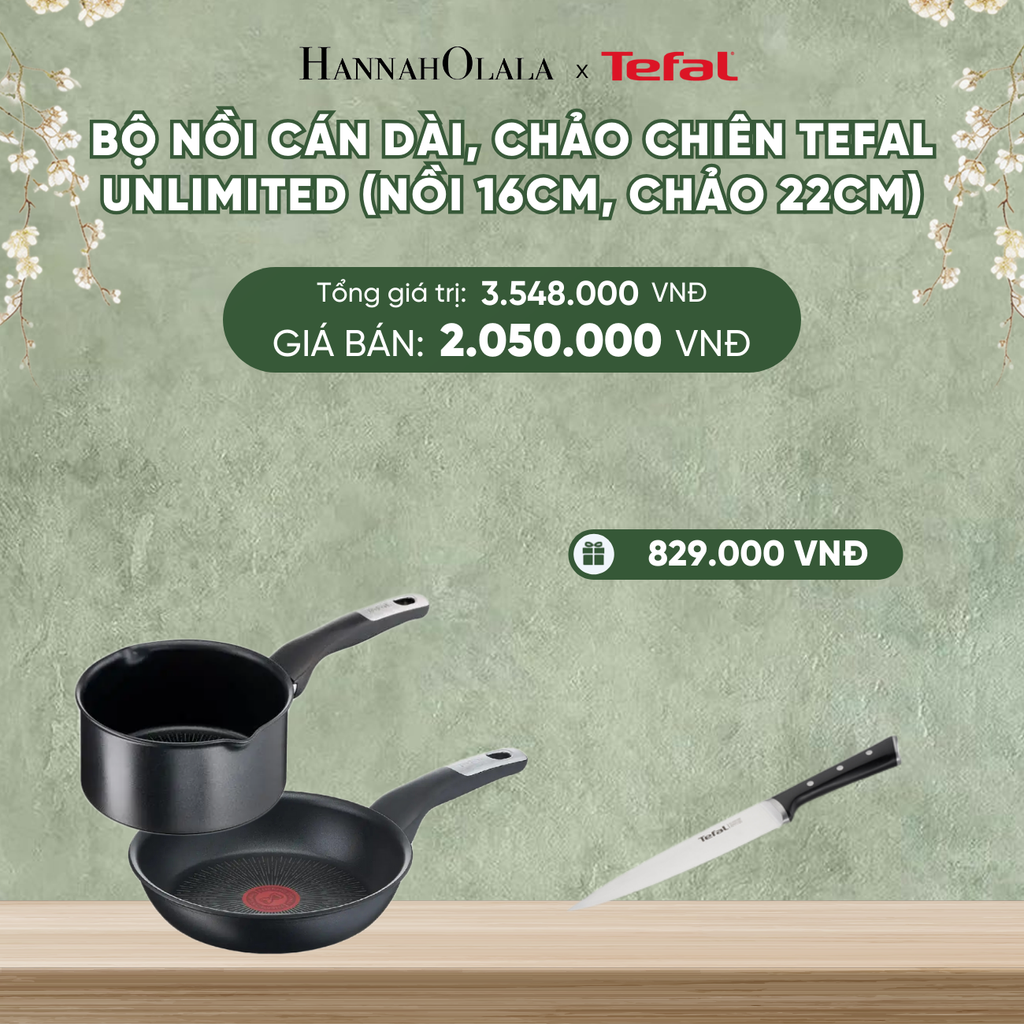  DEAL 12: BỘ NỒI CÁN DÀI, CHẢO CHIÊN TEFAL UNLIMITED (NỒI 16CM, CHẢO 22CM) 