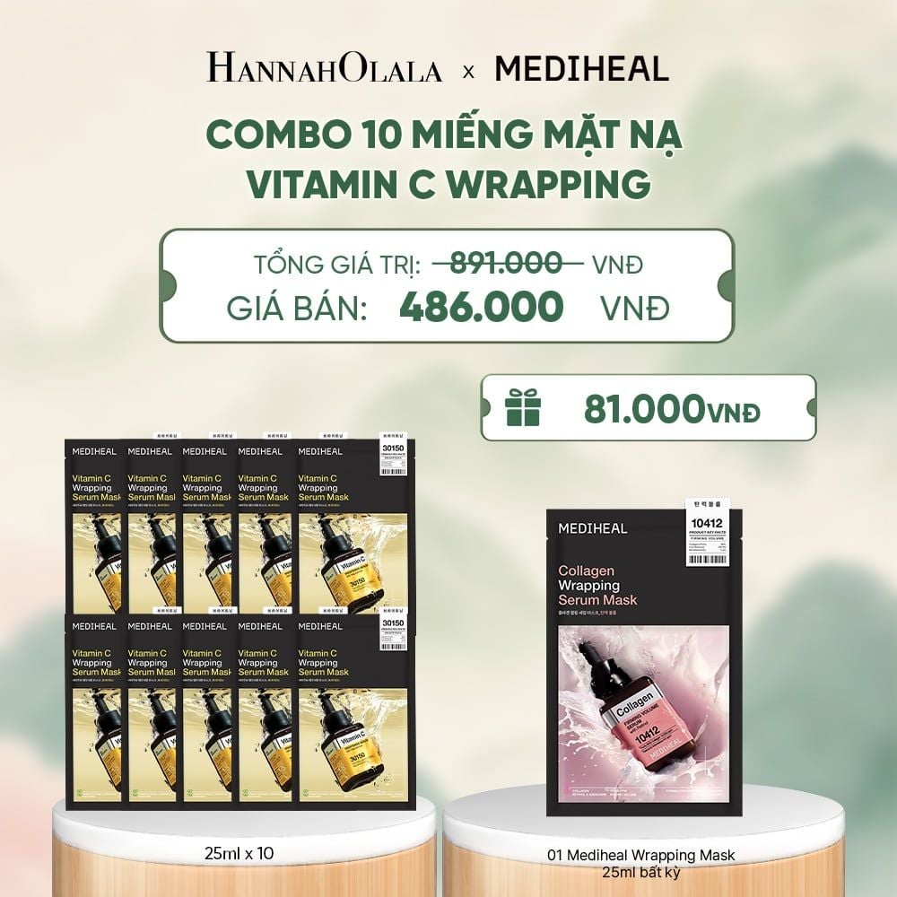  MEDIHEAL MẶT NẠ WRAPPING SERUM MASK 25ML (COMBO 10 MIẾNG) BẤT KỲ - A1478 