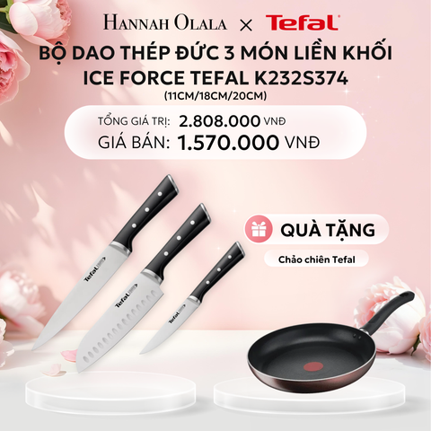  E301: DEAL 23: BỘ DAO THÉP ĐỨC 3 MÓN LIỀN KHỐI ICE FORCE TEFAL K232S374, 11CM/18CM/20CM 