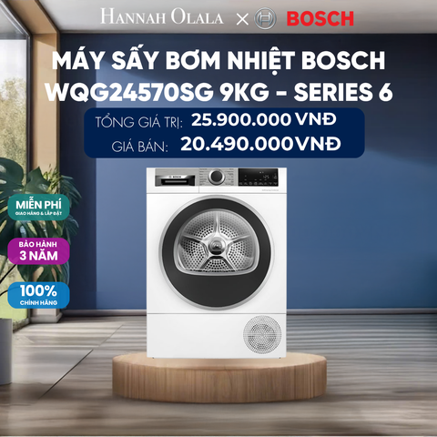  MÁY SẤY BƠM NHIỆT BOSCH WQG24570SG 9KG - SERIES 6 