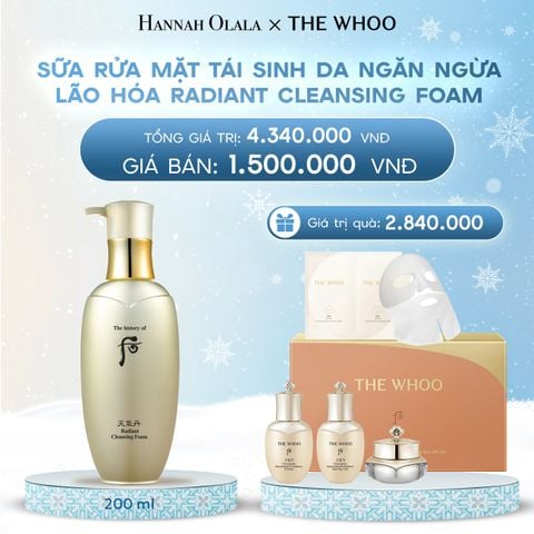  DEAL 26: SỮA RỬA MẶT TÁI SINH DA NGĂN NGỪA LÃO HÓA WHOO CHEONGIDAN RADIANT CLEANSING FOAM 200ML 