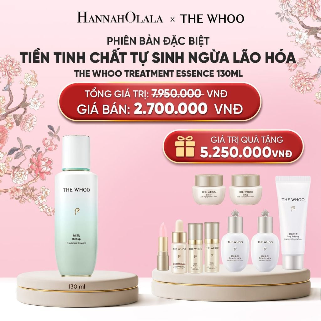  MỚI - PHIÊN BẢN ĐẶC BIỆT - BỘ TIỀN TINH CHẤT TỰ SINH NGỪA LÃO HÓA THE WHOO TREATMENT ESSENCE 210ML 