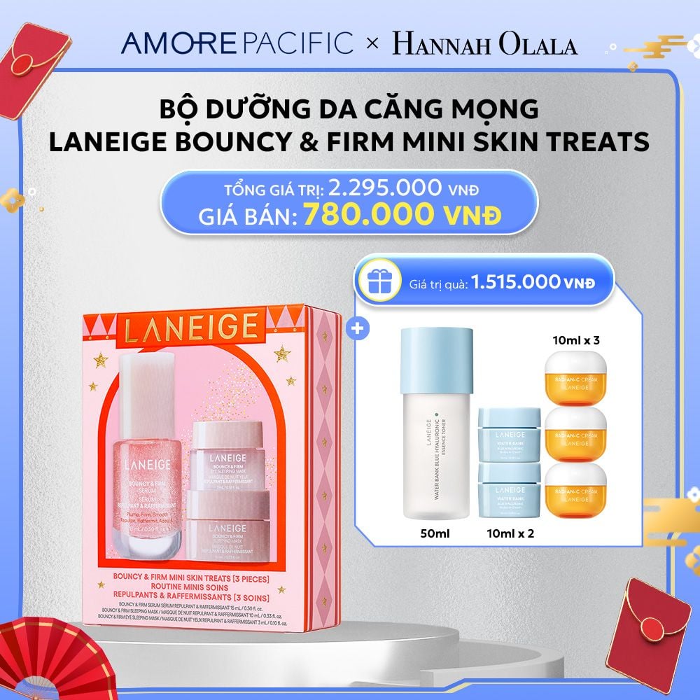  D42_DEAL 15: [HOLIDAY SET] SERUM TĂNG CƯỜNG COLLAGEN, LÀM MỜ DẤU HIỆU LÃO HÓA, GIÚP DA CĂNG SÁNG LANEIGE BOUNCY & FIRM SERUM MINI SKINTREATS HOLIDAY 15ML 