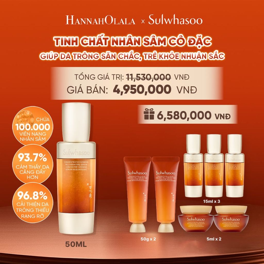  DEAL 3: TINH CHẤT NHÂN SÂM CÔ ĐẶC CONCENTRATED GINSENG REJUVENATING SERUM 50ML 