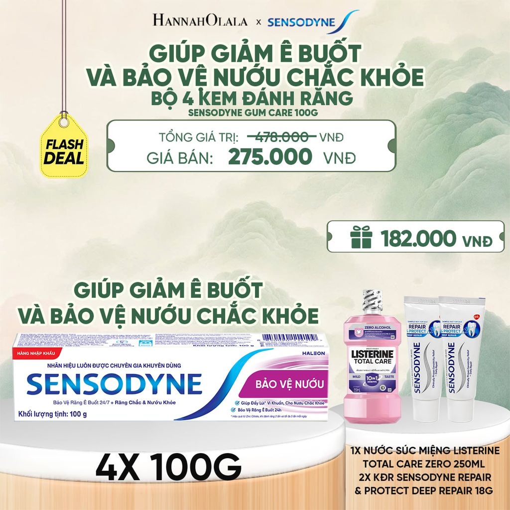  [FLASH DEAL] BỘ 4 KEM ĐÁNH RĂNG SENSODYNE GUM CARE 100G GIÚP GIẢM Ê BUỐT VÀ BẢO VỆ NƯỚU CHẮC KHỎE - A1045 