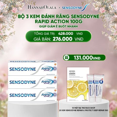  E467_DEAL 13: BỘ 3 KEM ĐÁNH RĂNG SENSODYNE RAPID ACTION 100G GIÚP GIẢM Ê BUỐT NHANH 