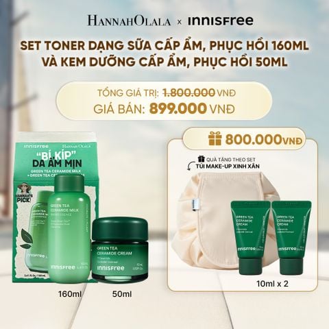  SET TONER DẠNG SỮA CẤP ẨM PHỤC HỒI INNISFREE GREEN TEA CERAMIDE MILK 160ML VÀ KEM DƯỠNG CẤP ẨM PHỤC HỒI INNISFREE GREEN TEA CERAMIDE CREAM 50ML - A775 