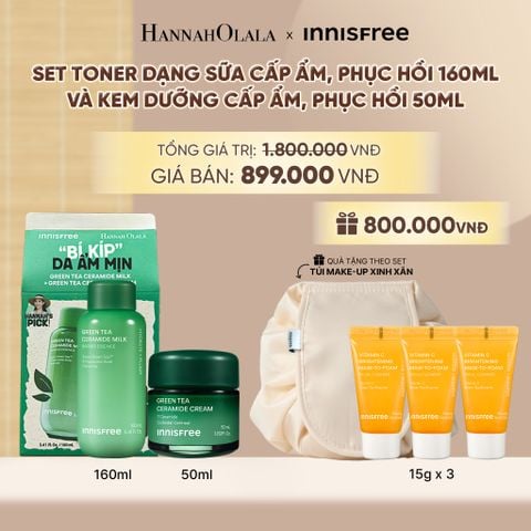  SET TONER DẠNG SỮA CẤP ẨM PHỤC HỒI INNISFREE GREEN TEA CERAMIDE MILK 160ML VÀ KEM DƯỠNG CẤP ẨM PHỤC HỒI INNISFREE GREEN TEA CERAMIDE CREAM 50ML - A530 