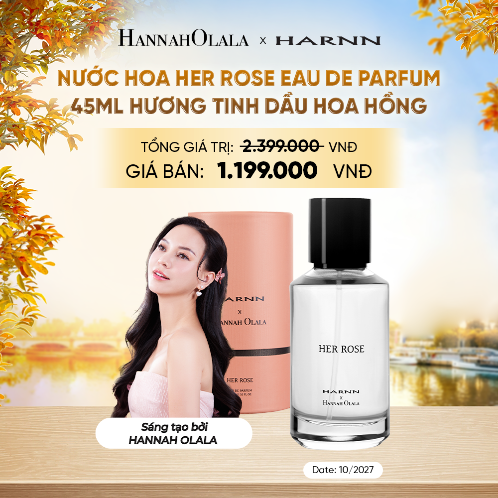 [ĐỘC QUYỀN HARNN x HANNAH OLALA] NƯỚC HOA HER ROSE EAU DE PARFUM 45ML HƯƠNG TINH DẦU HOA HỒNG THIÊN NHIÊN - E200 