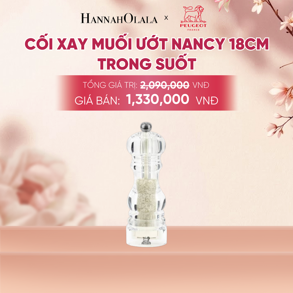  CỐI XAY MUỐI ƯỚT NANCY 18CM TRONG SUỐT - A1077 