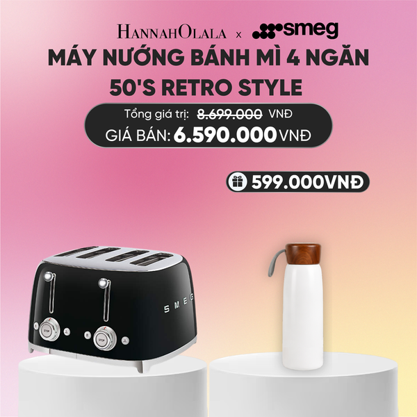  MÁY NƯỚNG BÁNH MÌ SMEG 50'S RETRO STYLE TSF03BLEU - 4 NGĂN MÀU ĐEN 
