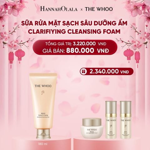  DEAL 27: SỮA RỬA MẶT SẠCH SÂU DƯỠNG ẨM THE WHOO GONG JIN HYANG CLARIFIYING CLEANSING FOAM 180ML 
