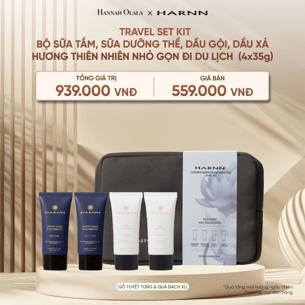  DEAL 27: TRAVEL SET KIT (4x35g) - BỘ SỮA TẮM, SỮA DƯỠNG THỂ, DẦU GỘI, DẦU XẢ HARNN HƯƠNG THIÊN NHIÊN NHỎ GỌN ĐI DU LỊCH 
