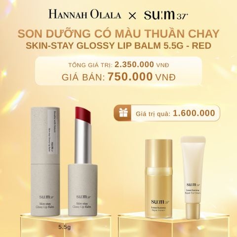  C631_DEAL 27: SON DƯỠNG CÓ MÀU THUẦN CHAY SU:M37 SKIN-STAY GLOSSY LIP BALM 5.5G - RED 