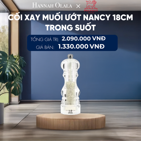  CỐI XAY MUỐI ƯỚT NANCY 18CM TRONG SUỐT 