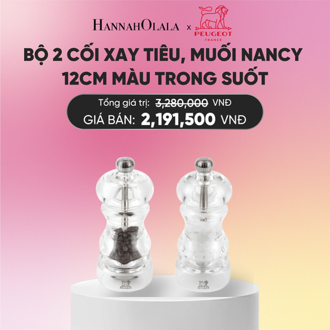  BỘ 2 CỐI XAY TIÊU, MUỐI NANCY 12CM
MÀU TRONG SUỐT 