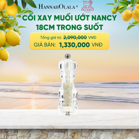  CỐI XAY MUỐI ƯỚT NANCY 18CM TRONG SUỐT - A2590 