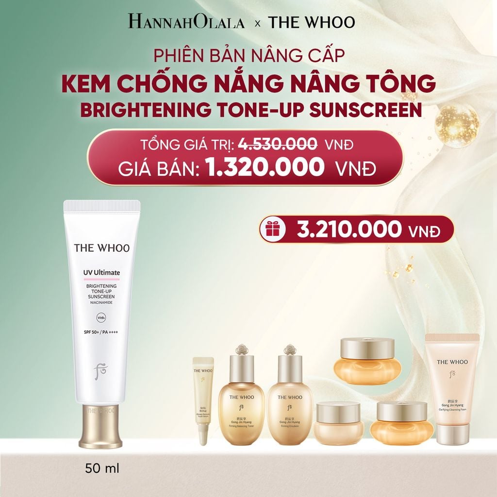  DEAL 27: PHIÊN BẢN NÂNG CẤP - KEM CHỐNG NẮNG NÂNG TÔNG THE WHOO UV ULTIMATE BRIGHTENING TONE-UP SUNSCREEN 50ML 
