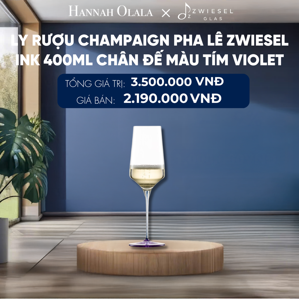  LY RƯỢU VANG PHA LÊ ZWIESEL INK CHÂN ĐẾ MÀU TÍM VIOLET 