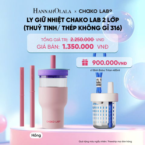  LY GIỮ NHIỆT CHAKO LAB 2 LỚP (THUỶ TINH/ THÉP KHÔNG GỈ 316) 