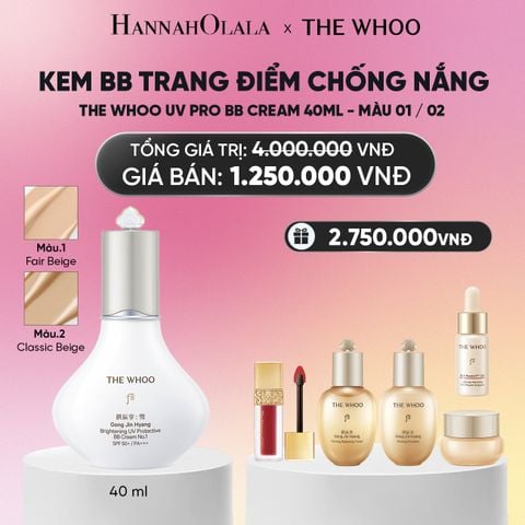  KEM BB TRANG ĐIỂM CHỐNG NẮNG WHOO GONGJINHYANG BRIGHT UV PRO BB CREAM 40ML_ A175 BK 