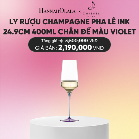  LY RƯỢU VANG PHA LÊ ZWIESEL INK CHÂN ĐẾ MÀU TÍM VIOLET 