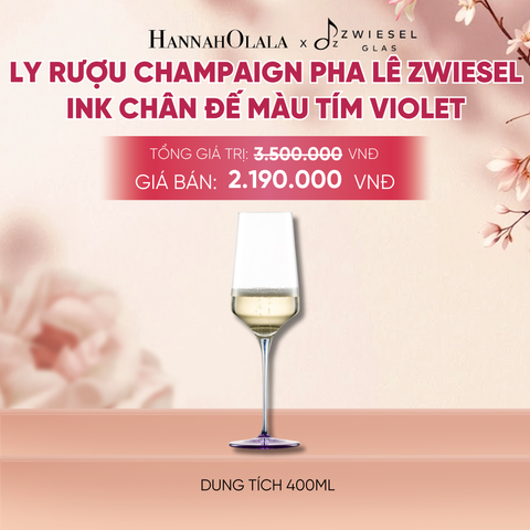  LY RƯỢU VANG PHA LÊ ZWIESEL INK CHÂN ĐẾ MÀU TÍM VIOLET - A846 