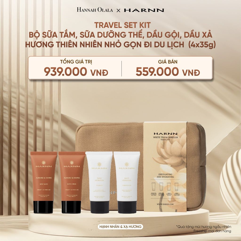  DEAL 27: TRAVEL SET KIT (4x35g) - BỘ SỮA TẮM, SỮA DƯỠNG THỂ, DẦU GỘI, DẦU XẢ HARNN HƯƠNG THIÊN NHIÊN NHỎ GỌN ĐI DU LỊCH 